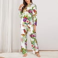 thumbnail image 2 of Hirioo Birds And Flowers for Women's Pajama Sets 2 Piece Pjs Women's Long-Sleeved Pajama Set Button Down Sleepwear,S-XXL-X-Large, 2 of 7