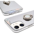 thumbnail image 6 of Compatible with iPhone 12 Makeup Mirror Case Diamond Glitter Rhinestone with Ring Stand Kickstand Cute for Girls Women Protector Cover Bling Crystal Ring Holder Finger Grip Case 6.1 inch Silver, 6 of 12