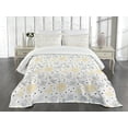 thumbnail image 3 of Ambesonne Grunge Quilted Bedspread Set 3 Pcs, Roses Flowers, King Size, Yellow Grey White, 3 of 5