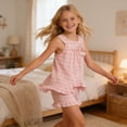 thumbnail image 4 of Edvintorg Girls 2 Piece Outfits Cute Plaid Lightweight Crew Neck Sleeveless Casual Tank Top and Short Size 0-10, 4 of 6