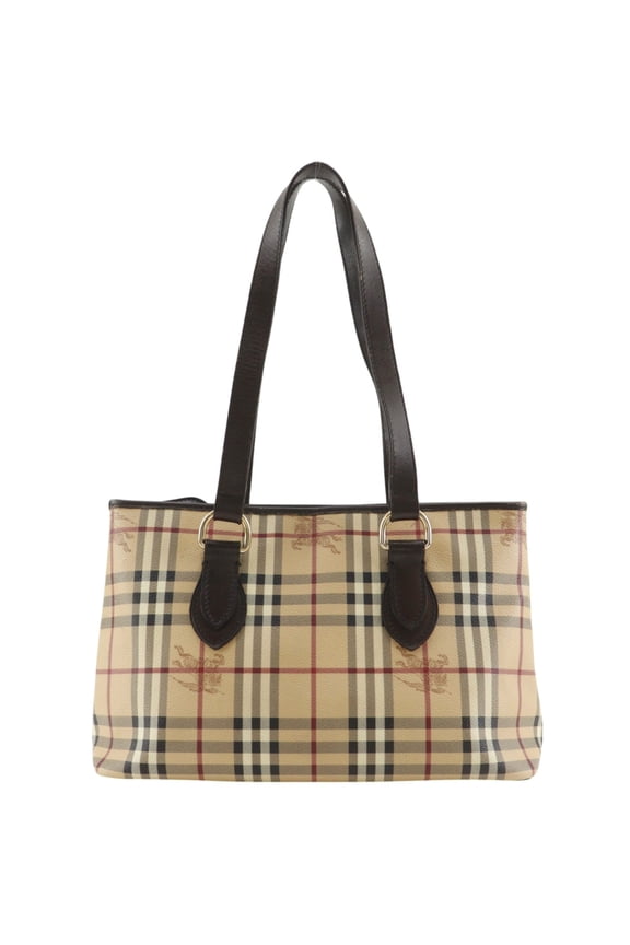 Pre-Owned Burberry Haymarket Check Tote Bag, Nova PVC, Beige, A5 size, Women's.