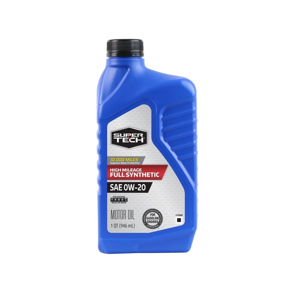 Super Tech High Mileage Full Synthetic SAE 0W-20 Motor Oil, 1 Quart