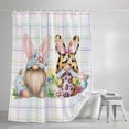 thumbnail image 4 of Easter Gnomes Shower Curtain Set, Waterproof Shower Curtains for Bathroom, Eggs Rabbit Spring Daisy Floral Colorful Stripes Washable Fabric Bath Curtain for Bathtub Decoration with Hooks 66x72 Inches, 4 of 9