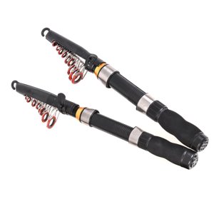 Pêche Lixada Rod de pêche Reel Combo Kit complet avec 2.1m 2. Barres de pêche télescopiques 2PCS Set de bobines de spinning avec crochets doux Lures Barrel Swivels Sac de rangement