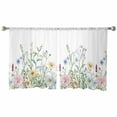 thumbnail image 3 of Spring Floral Sheer Curtains 54 Inches Length 2 Panels Set, Window Sheer Curtains for Living Room/Bedroom, Wildflowers Herbs Summer Botanical Light Filtering Rod Pocket Curtain 52'' x 54'' x 2, 3 of 7