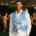 thumbnail image 4 of Yuyamidu Blue Snowman Mens Suit Vest Christmas V-Neck 3-Pocket Waistcoat Dress Formal Business Tuxedo Wedding Party, Size S, 4 of 7