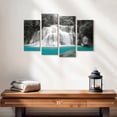 thumbnail image 2 of Elephant Stock Pop Rainforest Waterfall Wall Art - Horizontal Multi Panel Canvas - Living Room Wall Decor - Nature Multi Panel - Teal And Black Decor - 24" x 14", 2 of 4