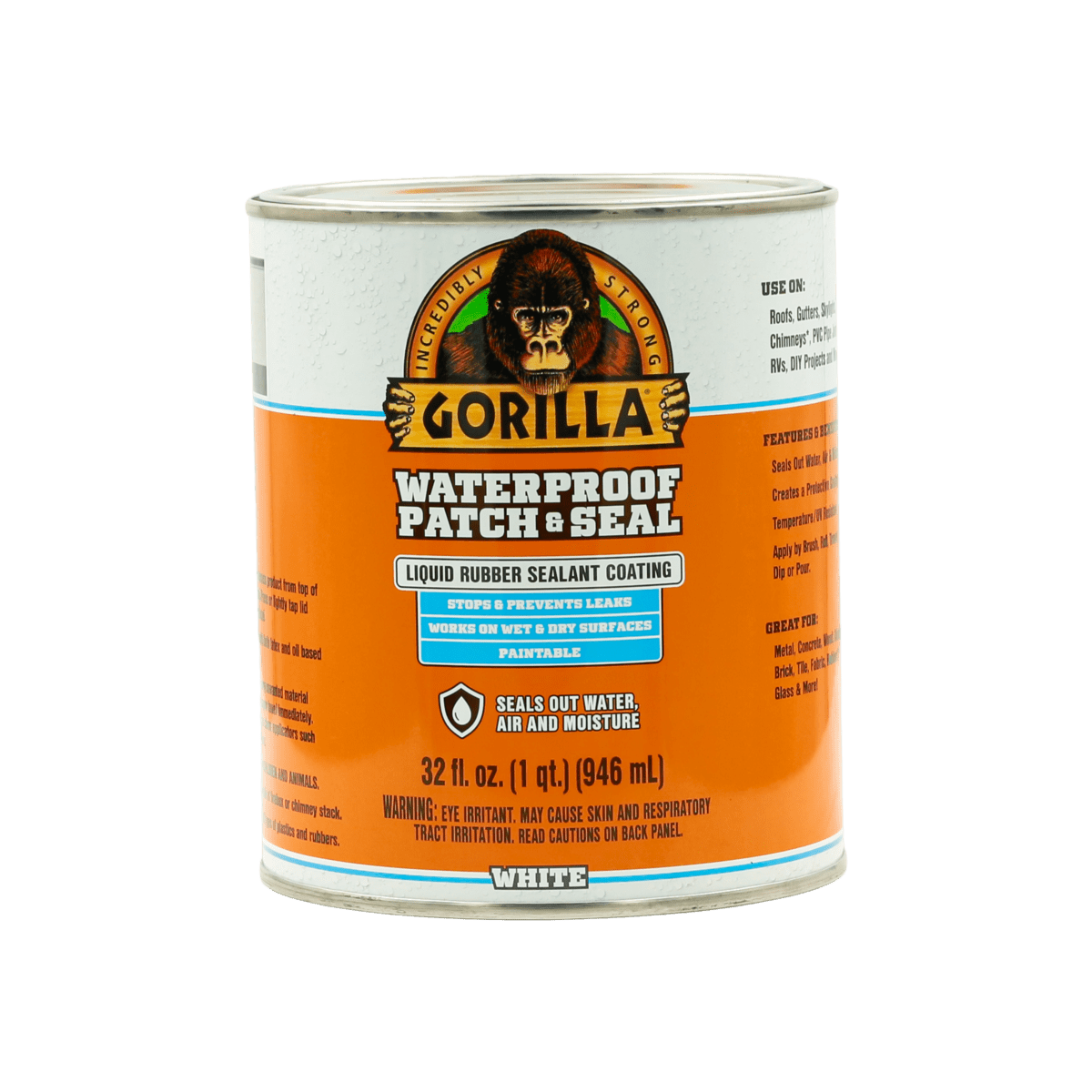 Gorilla Glue Brand Waterproof Patch & Seal White Liquid Quart Industrial Sealant