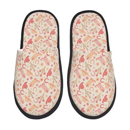 

Noikeo Cowgirl Boots 4 Pattern Cozy Slippers Indoor for Women and Mens Fuzzy House Shoes Soft Plush Warm Slip-on Slippers-Medium