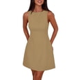 thumbnail image 1 of Vestido PRETTYGARDEN Mujer Corto Verano 2025 Línea A Caqui, 1 of 8