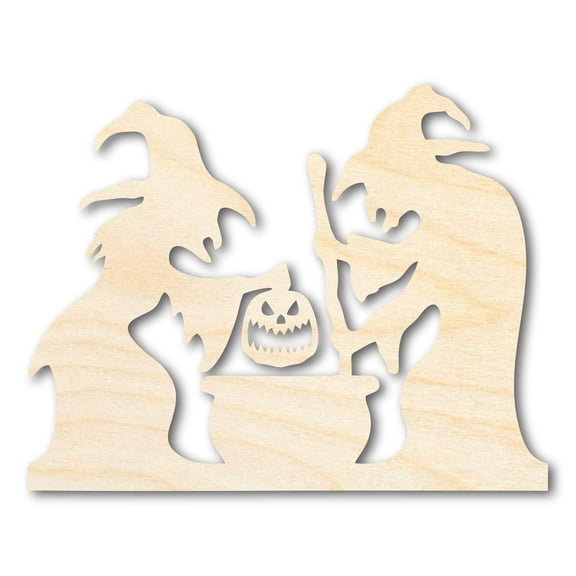 Unfinished Wood Witches Brewing Scene Shape - Craft - up to 46" 14" / 1/4"