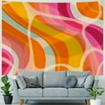 thumbnail image 4 of Chilfamy Boho Swirl Tapestry for Teen Girls Bedroom Aesthetic, Vintage Orange Yellow Abstract 70s 80s Minimalist Simple Tapestries Wall Hanging for College Dorm Home Decor, Cute Blanket, 4 of 6