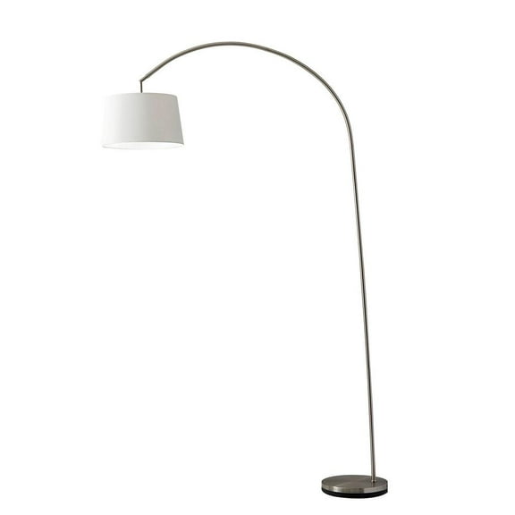 Adesso® Goliath Arc Floor Lamp, 83"H, Natural Shade/Brushed Steel Base