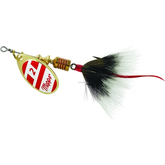 Mepps Aglia In-Line Spinner, 1/6 oz, Dressed Treble Hook, Gold/Red/White Blade/G