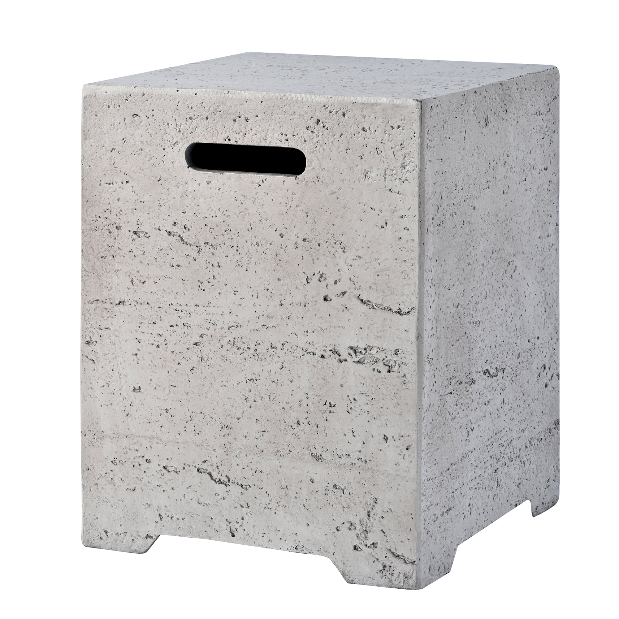 Mintazer 15.75" Outdoor Propane Tank Cover Table with Side Handles & Protective Cover for Patio Backyard, No Assembly Needed, Light Gray