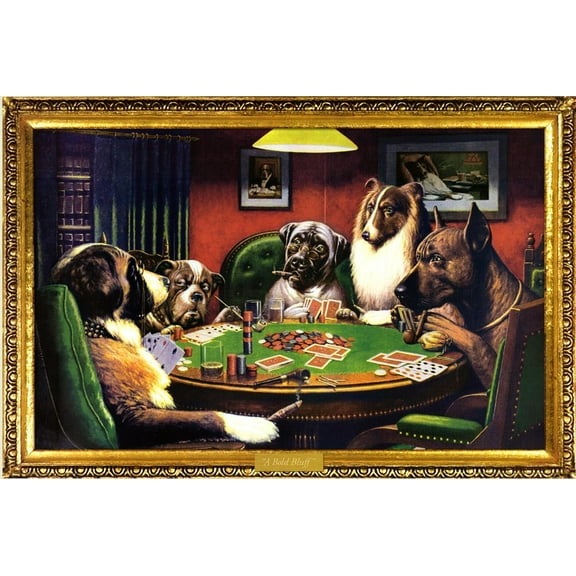 Dogs Playing Poker 24" x 0.1" Framed Poster, by Studio B