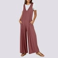 thumbnail image 3 of BiZtdJrK Clearance, Women's Casual Summer Loose Jumpsuits Flowy Wide Leg Jumper Pants Baggy V Neck Tank Rompers with Pockets Watermelon Red XXL, 3 of 8