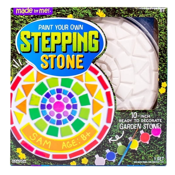 Made By Me Mosaic Stepping Stone Kit, Paint Your Own Garden Stone Craft for Kids Ages 5–9