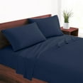 thumbnail image 2 of 4 Pcs Queen Sheets Premium 400 TC, 100% Cotton Navy Blue Solid Bed Sheet Set To Fit Upto 12" To 15" Deep Mattress, 2 of 6