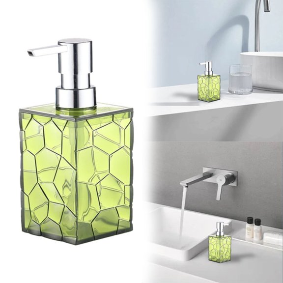 BinKFF 2 Pack Hand Soap Dispenser, Clear Acrylic Plastic Liquid Pump Bottles Refillable Lotion Dispenser for Bathroom Decor Kitchen College Dorm, Square Soap Dispenser Set