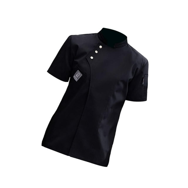 Hi,Fancy Chef Jacket Short Sleeve Cooking Clothes Simple Chef Coat for Restaurant Black M