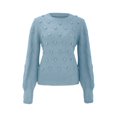 thumbnail image 4 of Blue Womens Tops Women's Solid Color Hairball Sweater Loose Long Sleeved Crew Neck Pullover Sweater Fall Outfits for Women 2025, 4 of 5