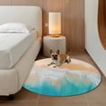 thumbnail image 3 of Orange Aqua Coastal Round Area Rug 3.3 FT, Non Slip Small Entryway Kitchen Mat, Summer Beach Seaside Nautical Washable Soft Circular Rug Non-Shedding Door Mat for Bathroom Playroom Kids Room, 3 of 9