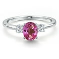 thumbnail image 3 of Gem Stone King 14K White Gold Pink Mystic Topaz and White Lab Grown Diamond Engagement Ring for Women | 1.00 Cttw | Oval 7X5MM | Gemstone November Birthstone | Size 6, 3 of 6