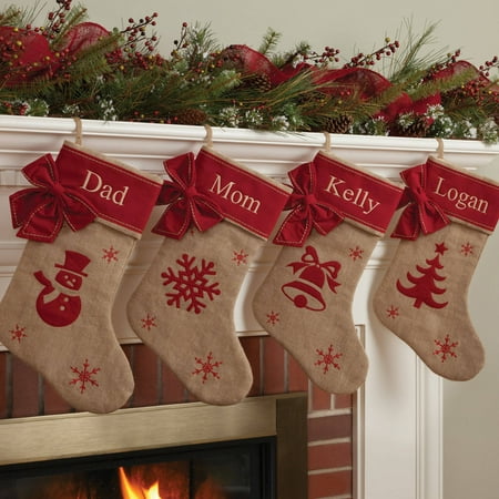 Personalized Burlap Christmas Stocking Available In Different