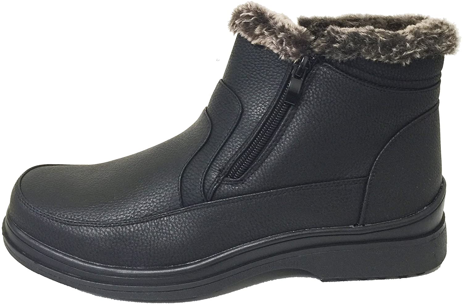 Men's Winter Boots Faux Fur Lined Dual Side Zipper Ankle Snow Comfort Shoes - image 3 of 7