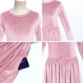 thumbnail image 4 of FYMNSI Girls Velvet Christmas Dress Evening Party Dress Vintage Long Sleeve Ruffle Maxi Gown with Pockets 9-10 Years Pink, 4 of 5