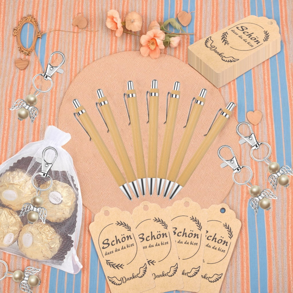 25Pcs Angel Keychain Retractable Ballpoint Pen Set for Baby Showers Wedding