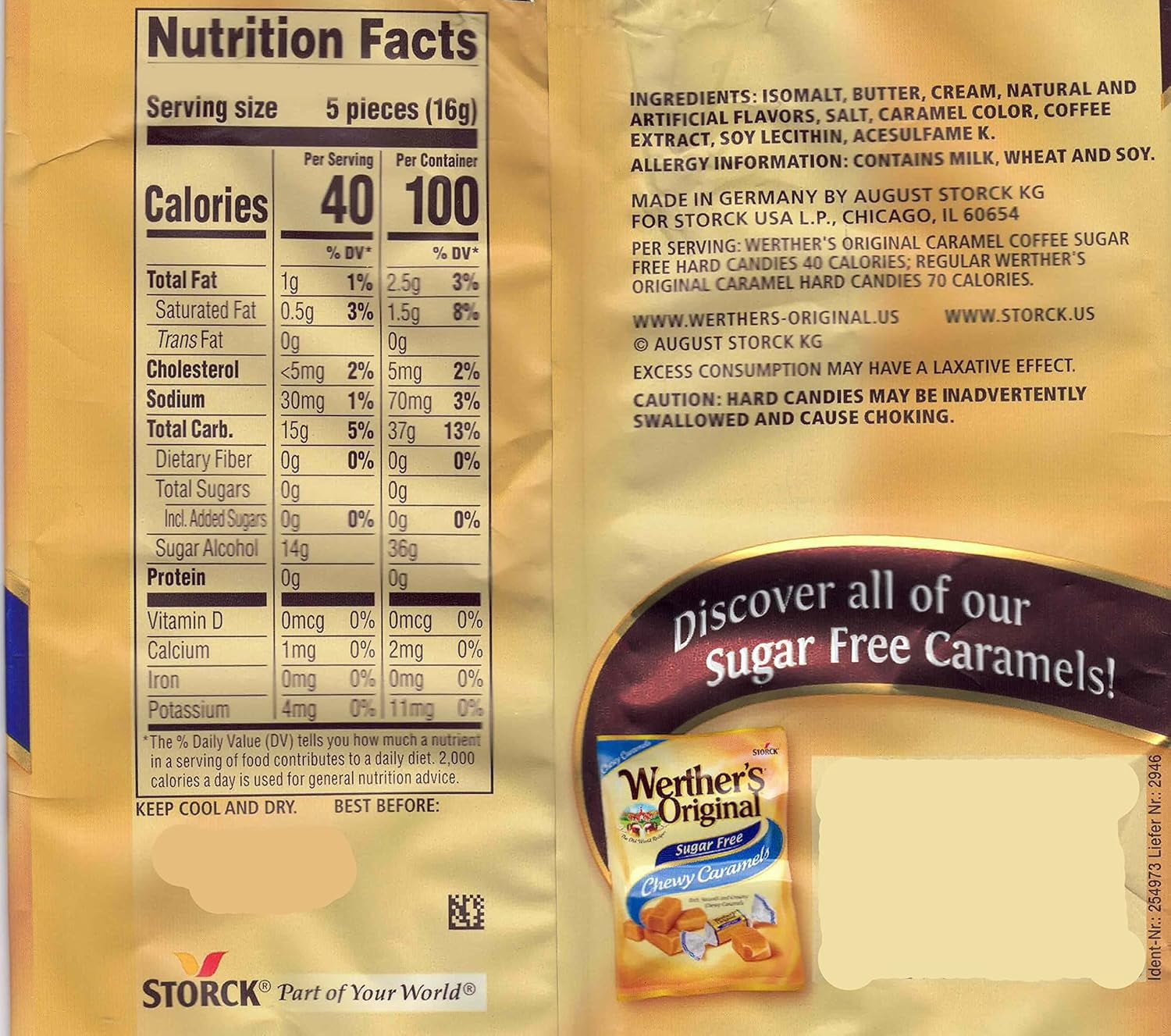 Bulk Werthers Original Hard Candy | Bulk Candy Individually wrapped | Werthers Caramel Candy | 1 lb Individual Flavor Bag | Ships in an Aromatik™ Resealable Pouch (Sugar Free Coffee)