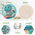 thumbnail image 4 of Cartoon Dinosaur Surf 6 Pcs Drink Coasters with Holder Absorbent Coasters Woven Coasters for Drinks Table Desk Protection Home Decor, 4 of 7