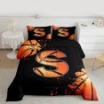 thumbnail image 2 of Homewish Cartoon Basketball Boys Bedding Comforter Set, Black Orange Monogrammed S Twin Comforter Sets, Modern Ball Sports Player Reversible Bedding Set, Breathable Home Decor, 2pcs, 2 of 8
