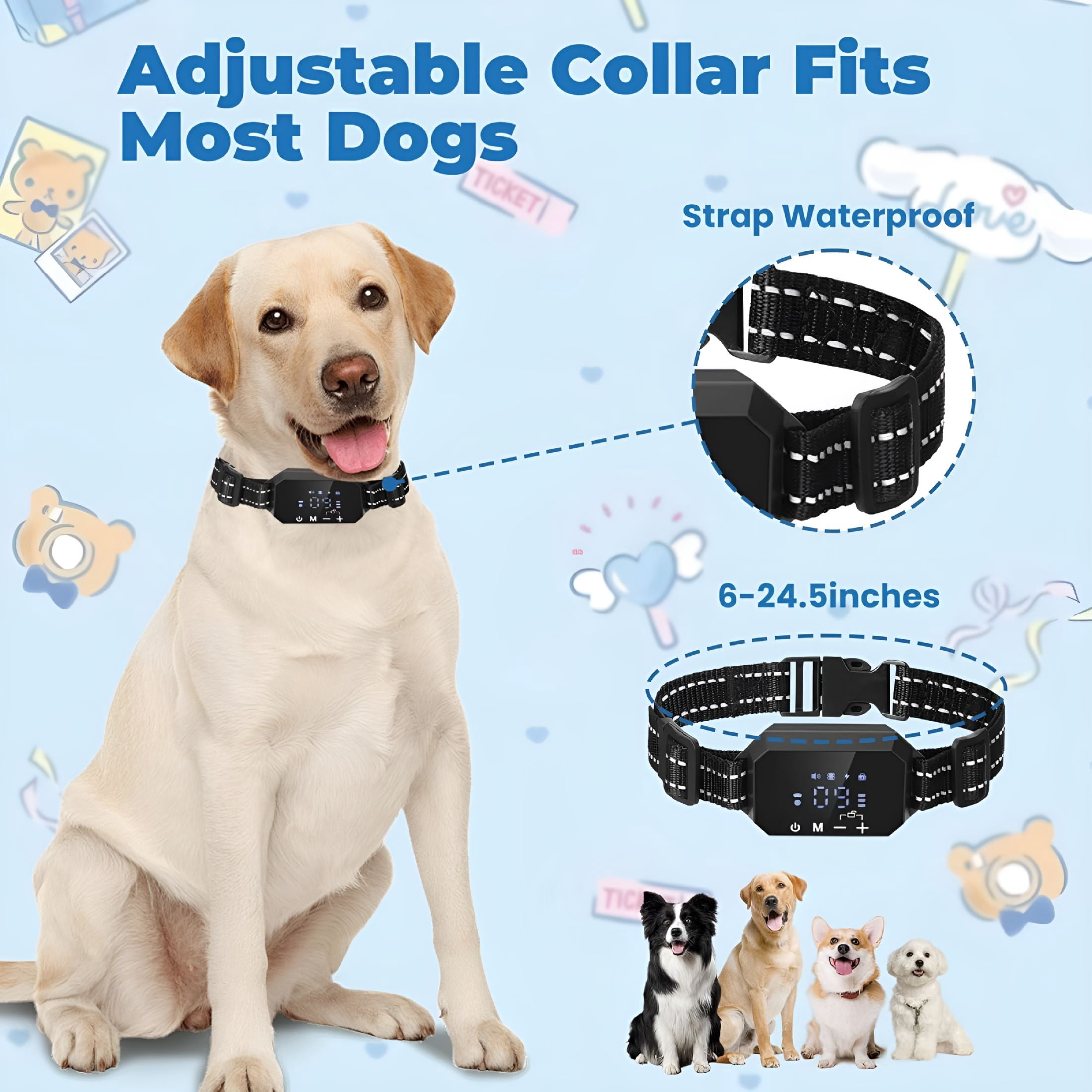 GJX Wireless Dog Fence, GPS Dog Collar System with 3 Warning Modes, Outdoor Use Rechargeable Wireless Pet Fence, Range 98-3280 FT