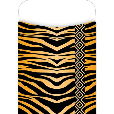UPC: 0612086012213 | Barker Creek Tiger Peel & Stick Library Pockets 3-1 2  x 5-1 8  30/Pack LL1221