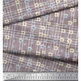 thumbnail image 3 of Soimoi Purple Satin Silk Fabric Check & Floral Printed Craft Fabric by The Yard 42 Inch Wide, 3 of 3