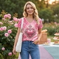 thumbnail image 5 of Pink Breast Cancer Awareness Shirts Women October Inspirational Pink T-Shirts Short Sleeve V-Neck Casual Tee Tops, 5 of 6
