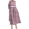 thumbnail image 2 of Cavosen Women Flowy Maxi Dress Pink Long Sleeve Fashion Dress High Waisted Round Neck Calf Length Long Dress Striped Irregular Hem Casual Dress Vacation Fall Winter Clothes S, 2 of 6