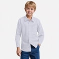 thumbnail image 2 of HCNTES Long Sleeve Polo Shirts for Boys 10-12 Casual Striped Shirt Button Closure Soft Fabric Baby T Shirts Tops(White,5-6 Years), 2 of 9