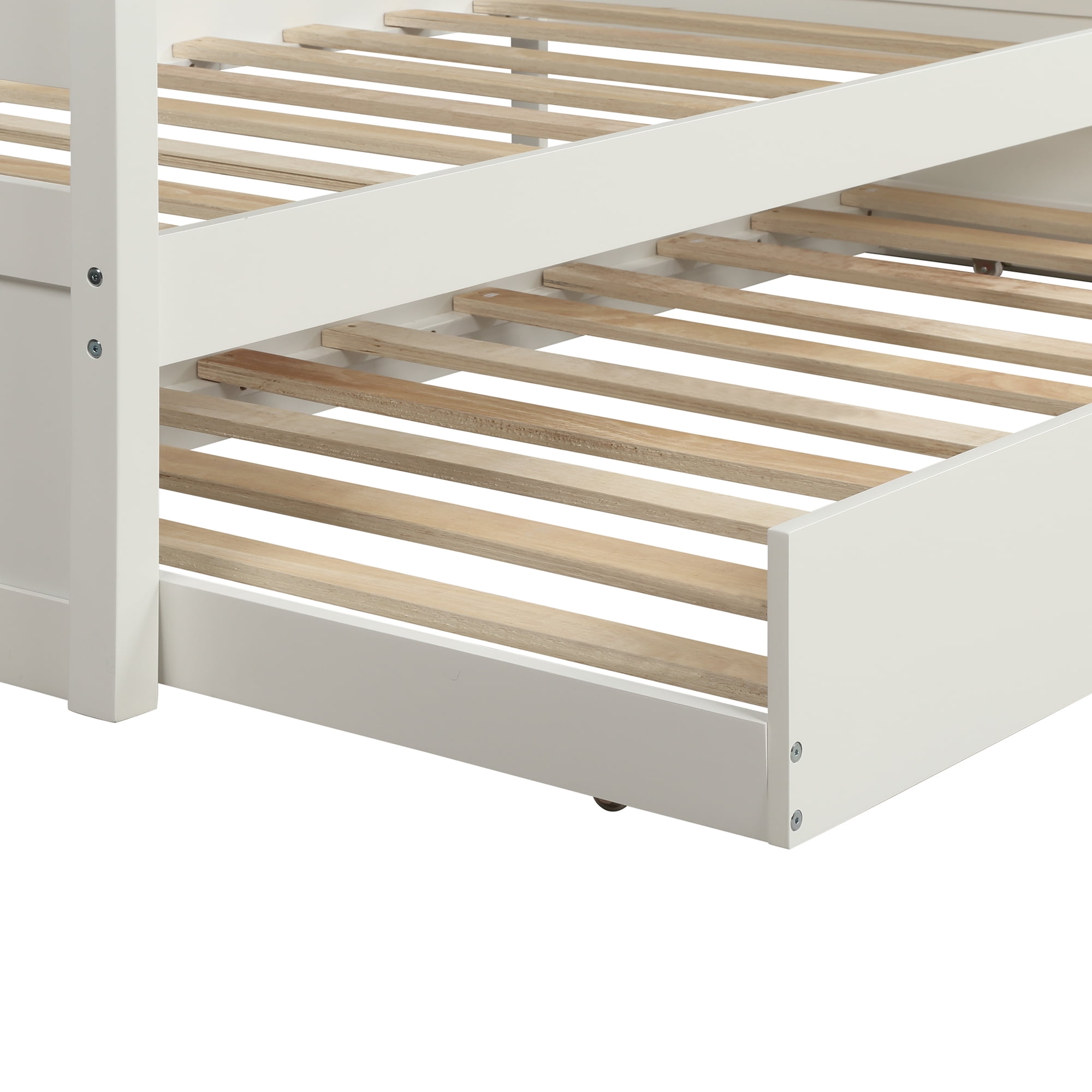 EUROCO Solid Wood Daybed with Trundle, Twin for Kids Bedroom, White
