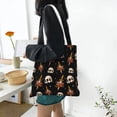 thumbnail image 6 of DouZhe Reusable Grocery Bags, Vintage Skull Oldschool Rose Lightweight Polyester Canvas Cloth Tote Bag for Travle Gym Shopping School, 15" x 16", 6 of 7