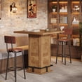 thumbnail image 3 of Tribesigns 39.4" H Square Bar Table with Metal Footrest, Industrial High Top Bistro Pub Table for Kitchen Nook, Home Bar, Small Spaces, Rustic Brown & Black, 3 of 7