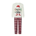 thumbnail image 2 of Sunisery Family Matching Christmas Pajamas Set, Xmas Tree Letter Print Round Neck Long Sleeve Tops Plaid Long Pants for Parents Kids, 2 of 9