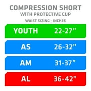 Shock Doctor Youth Boys Athletic Compression Shorts with Protective Flex Cup, White