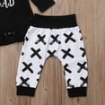 thumbnail image 7 of Bagilaanoe 3pcs Newborn Baby Boys Long Pants Set Letter Print Long Sleeve Romper Tops + Leggings Trousers + Hat 3M 6M 12M 18M 24M Infant Casual Outfits, 7 of 7