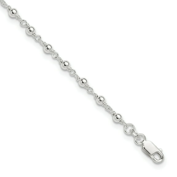 Primal Silver Sterling Silver Fancy Bead Anklet
