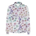 thumbnail image 5 of Light Weight Jacket Womens Loose Floral Print Windbreaker Long Sleeve Zipper Casual Bomber Fall Jacket, 5 of 5