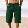thumbnail image 5 of Havenre Men's Capri Pants 3/4 Joggers Gym/Workout/Hiking Below Knee Long Shorts Lightweight Quick Dry Drawstring Elastic Waist Short Pants with Zipper Pockets Army Green XXL, 5 of 5